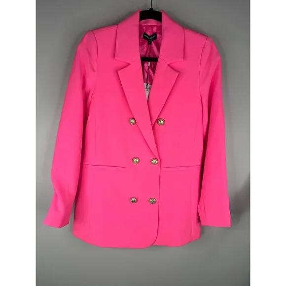 Generation Love Leighton Crepe Blazer Jacket Double Breasted Ultra Pink XS NWT